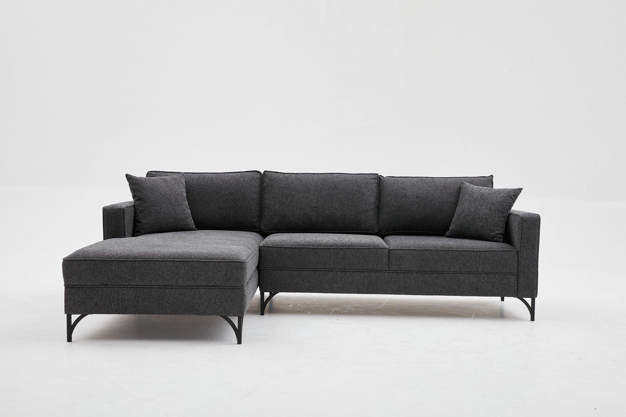 Lima Sofa Récmaiere Links  Anthrazit mit schwarzen Beinen 8