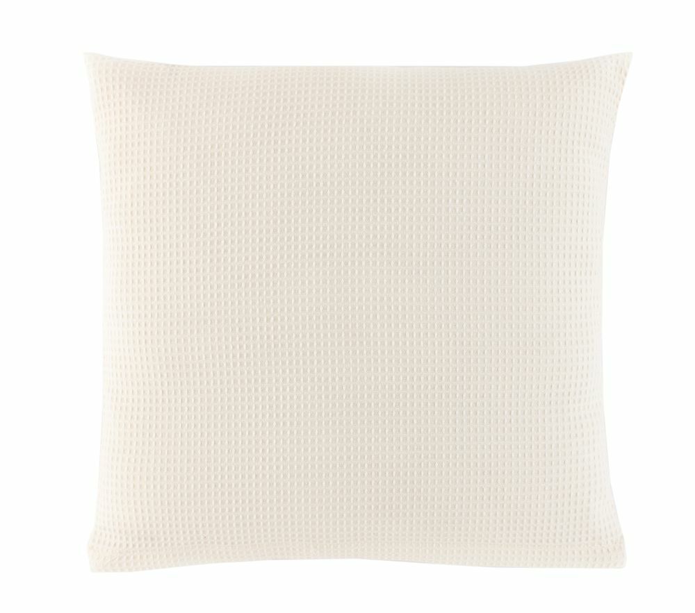 Kissen und Decken Set aus Waffelpiqué 100% Baumwolle Creme 2