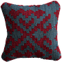 Kilim Kissenbezug Wolle Rot Blau 0