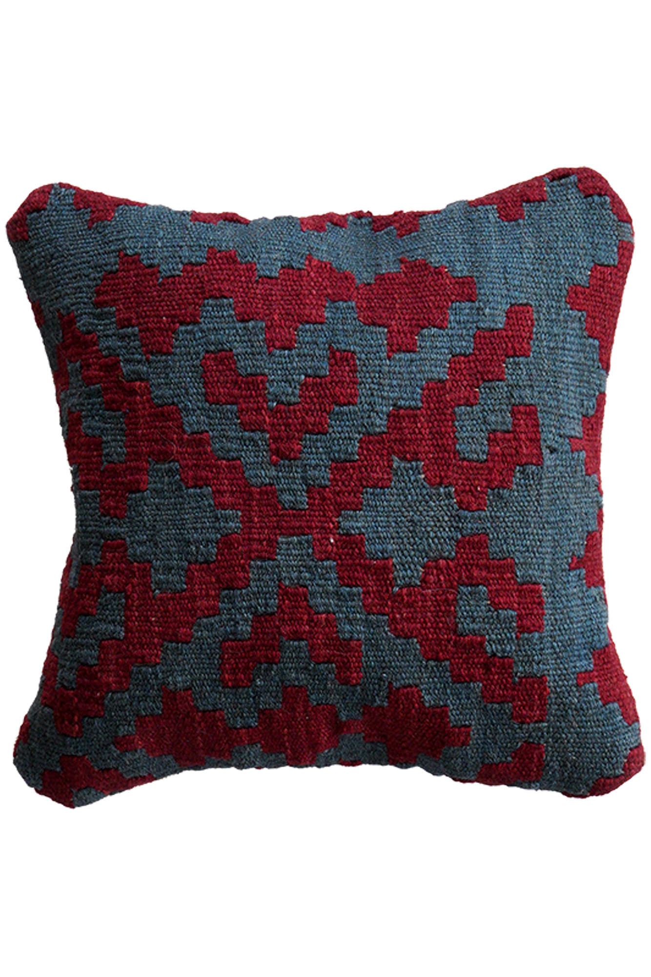 Kilim Kissenbezug Wolle Rot Blau 0