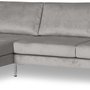 Portobello Sofa Récamiere Links Samt Metall Hellgrau 0