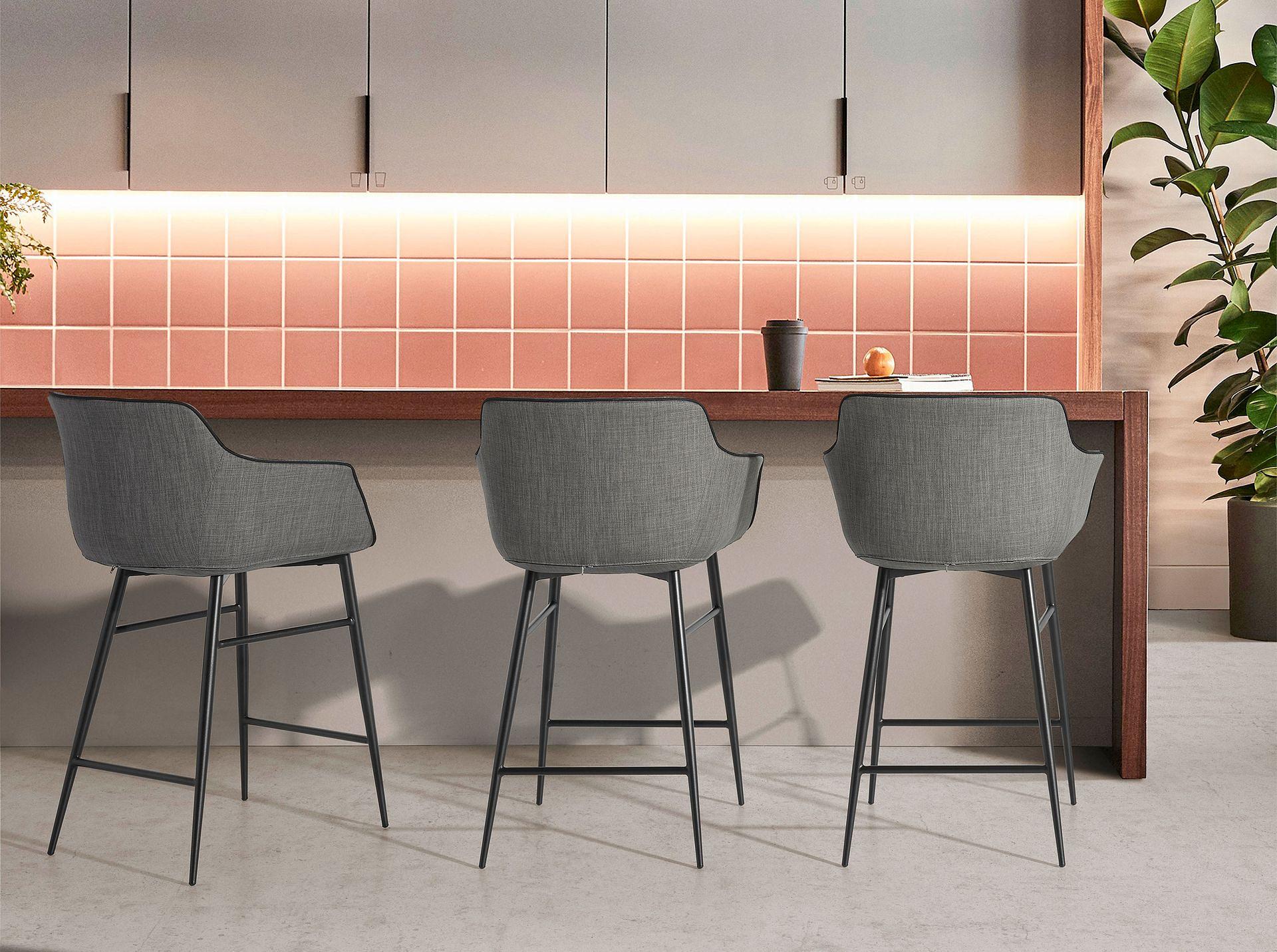 Sgabello da bar in tessuto grigio 2