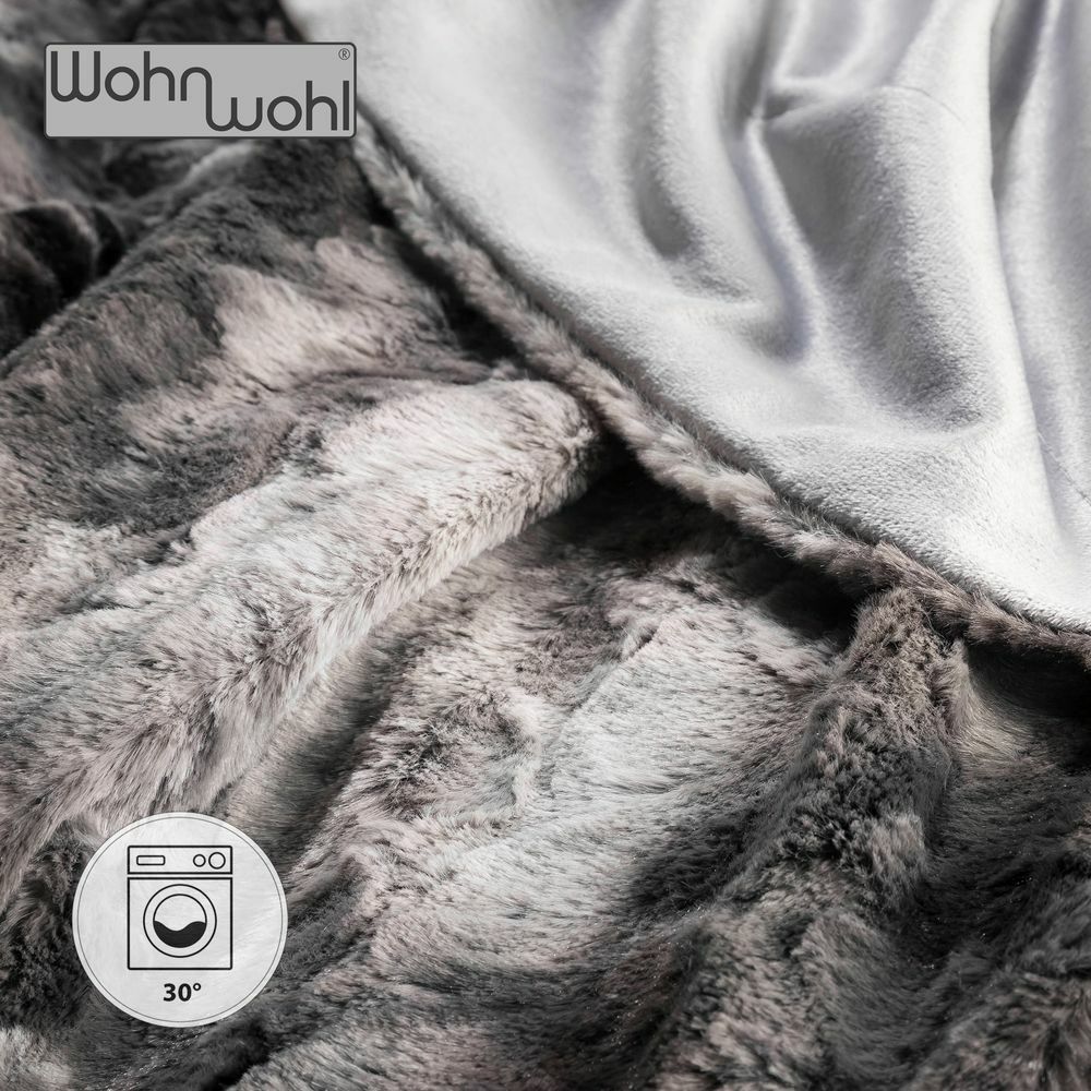 Couchdecke aus Fellimitat Grau 4