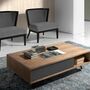 Couchtisch Nussbaumholz Glas Braun 0