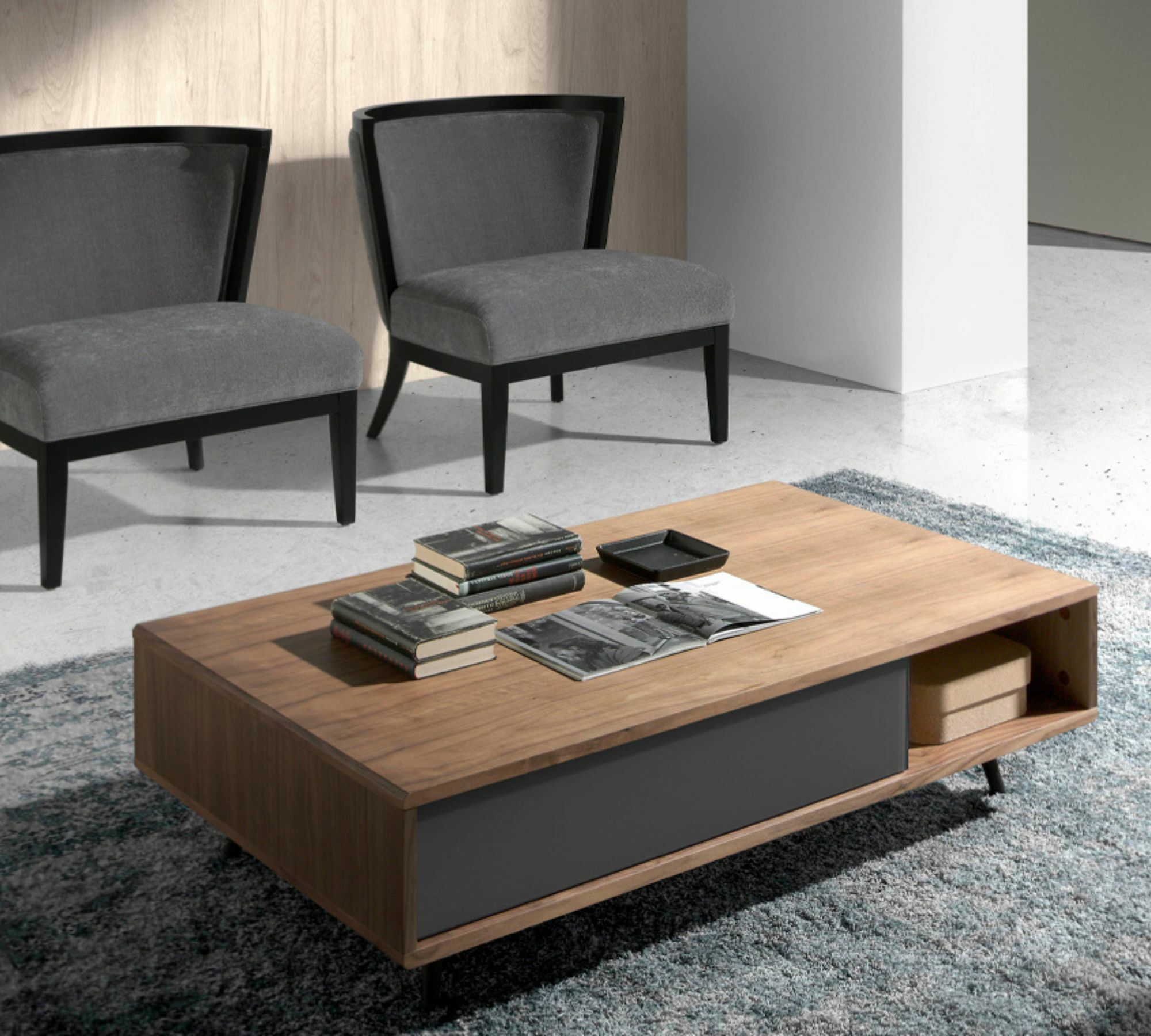 Couchtisch Nussbaumholz Glas Braun 0