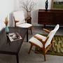 Vintage armchair beech wood textile white 1960s 12