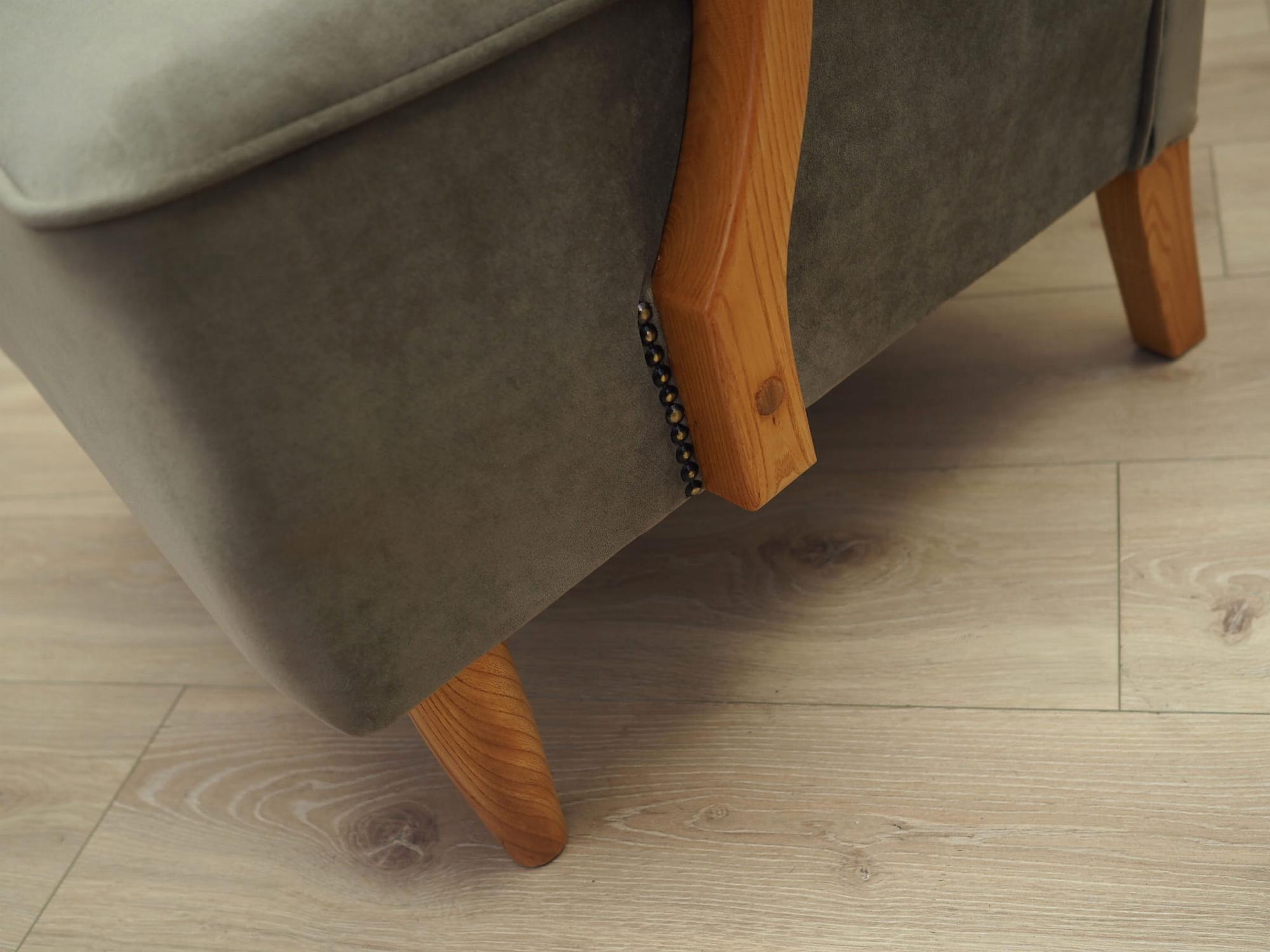 Vintage Sessel Buchenholz Samt Grau 1960er Jahre 13