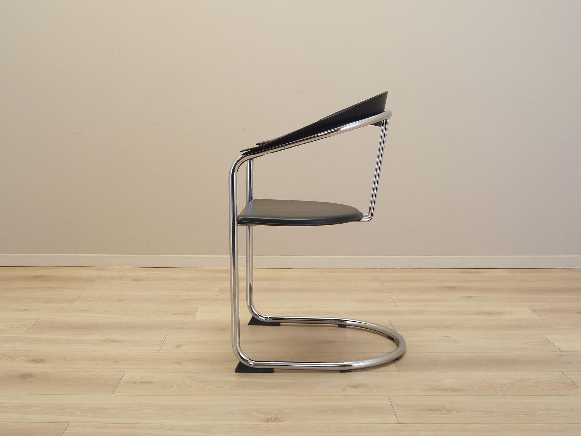 4x Dining chair leather metal 1980s 12
