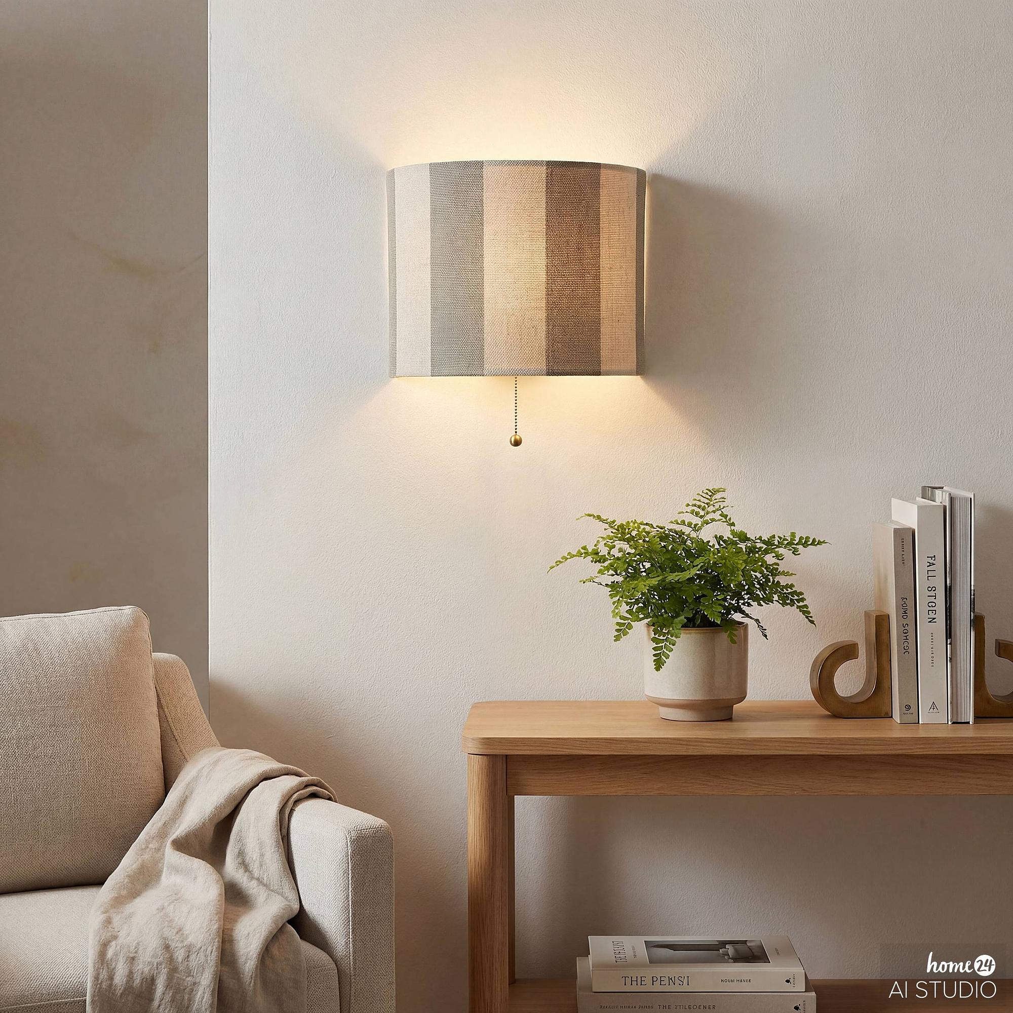 Wandleuchte Nuvio 1-Flammig Eisen Leinen Beige 2