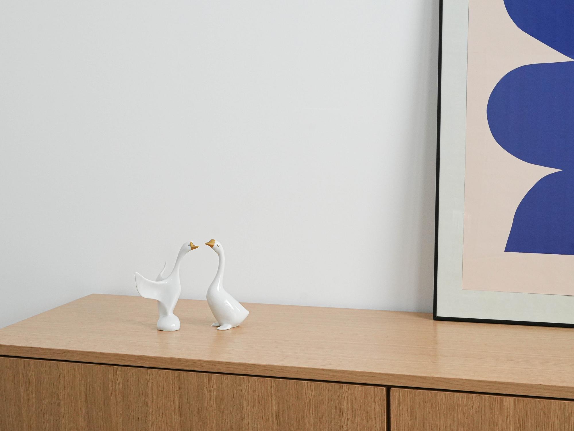 Porzellan-Gänsefigur Weiß 1960er Jahre 1