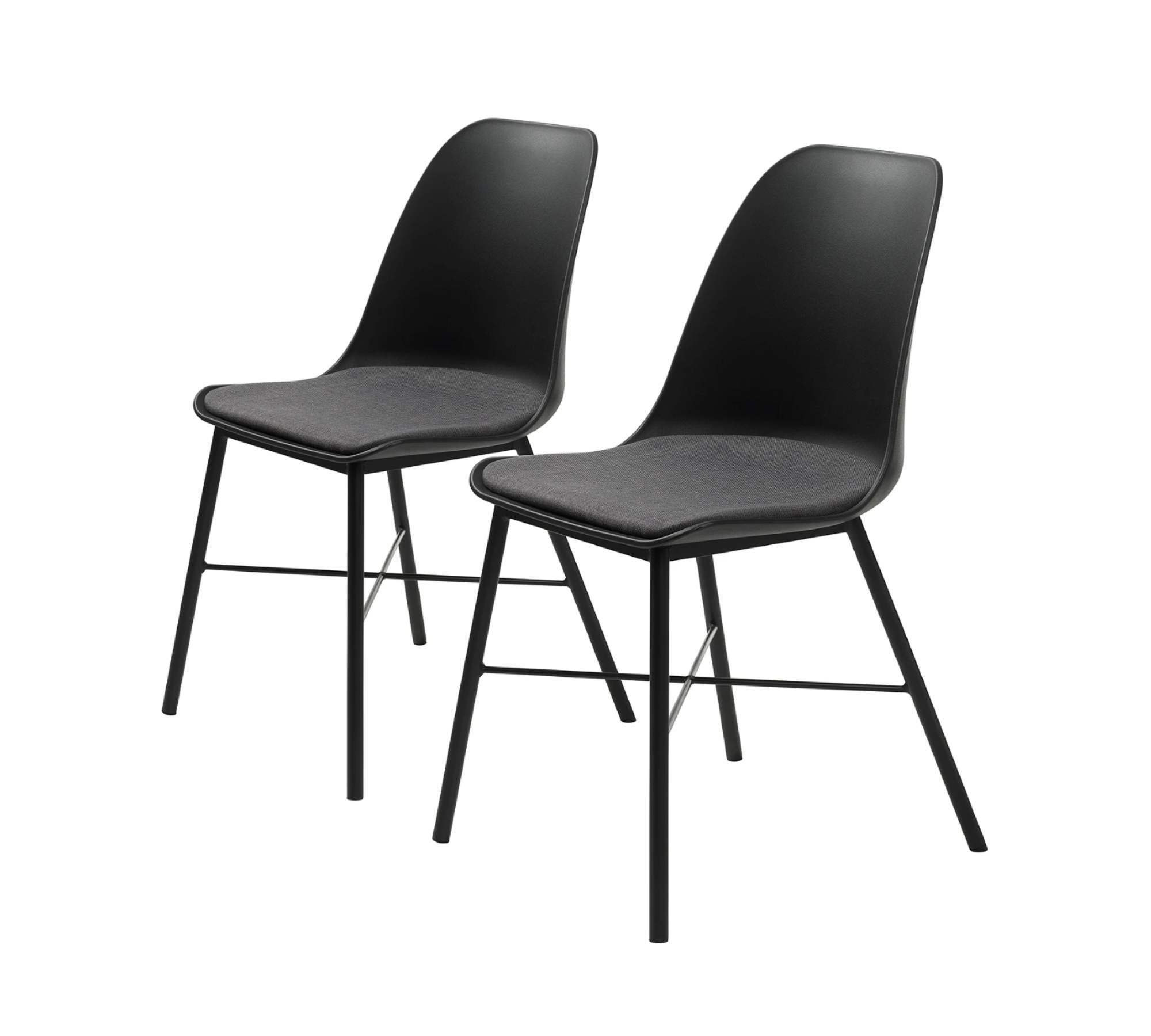 2x Esszimmerstuhl Metall Webstoff Schwarz 0