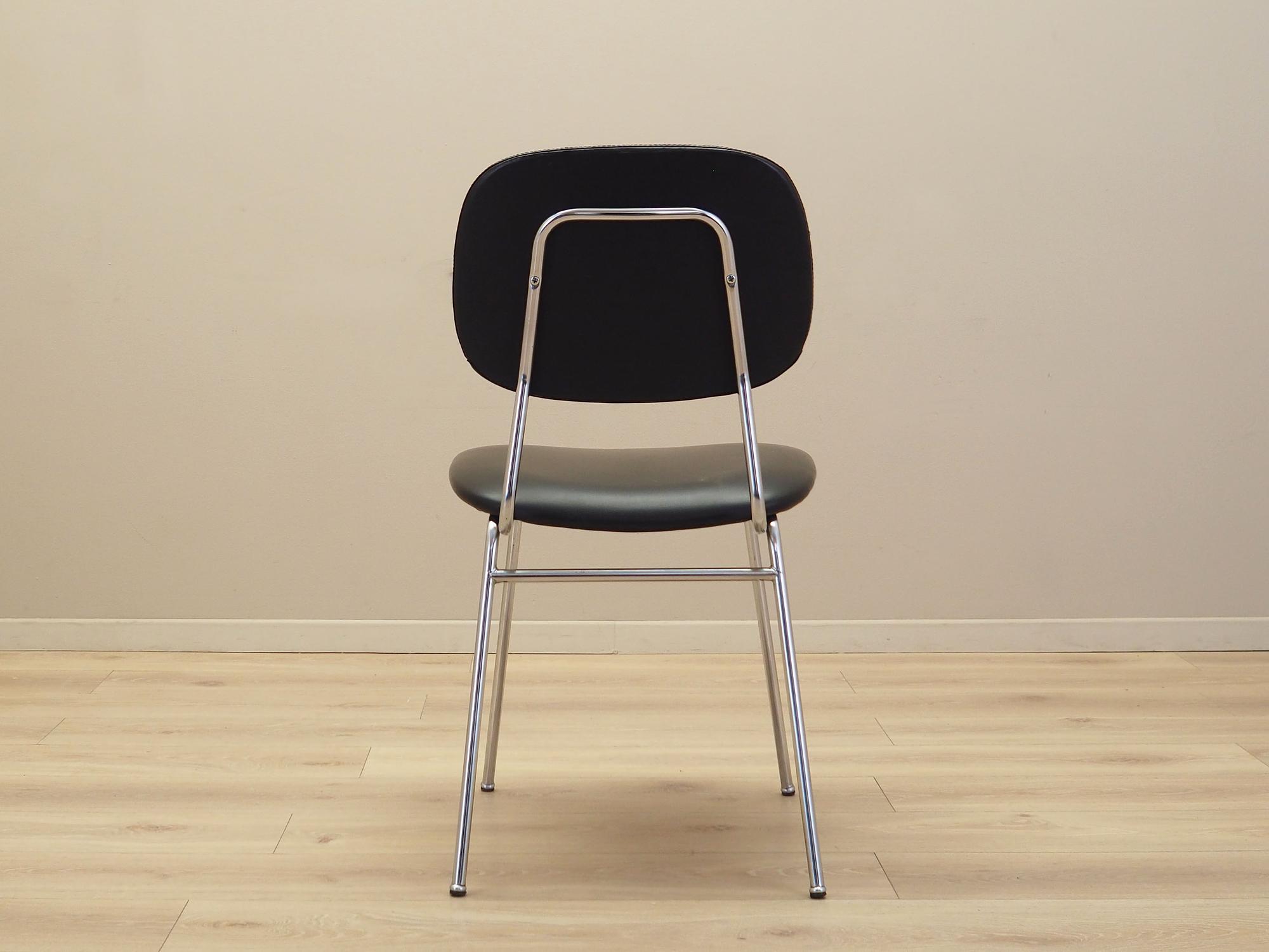 Dining chair faux leather metal 1970s 5