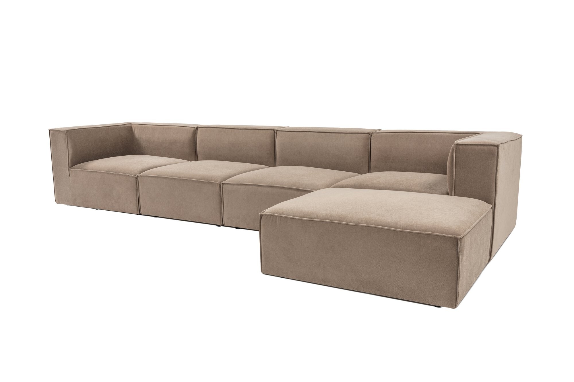 Sofa Récamiere Rechts Leinen Holz Cappuccino 3