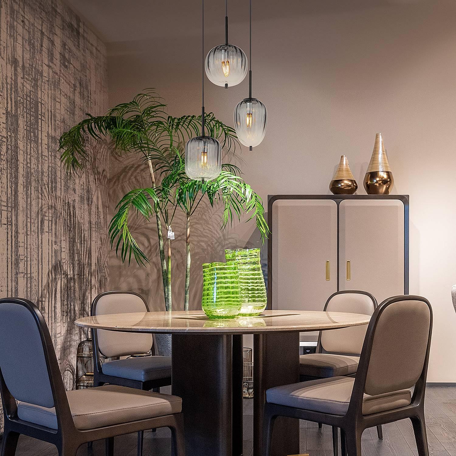 Pendant light Attila 3-light colored glass iron 2