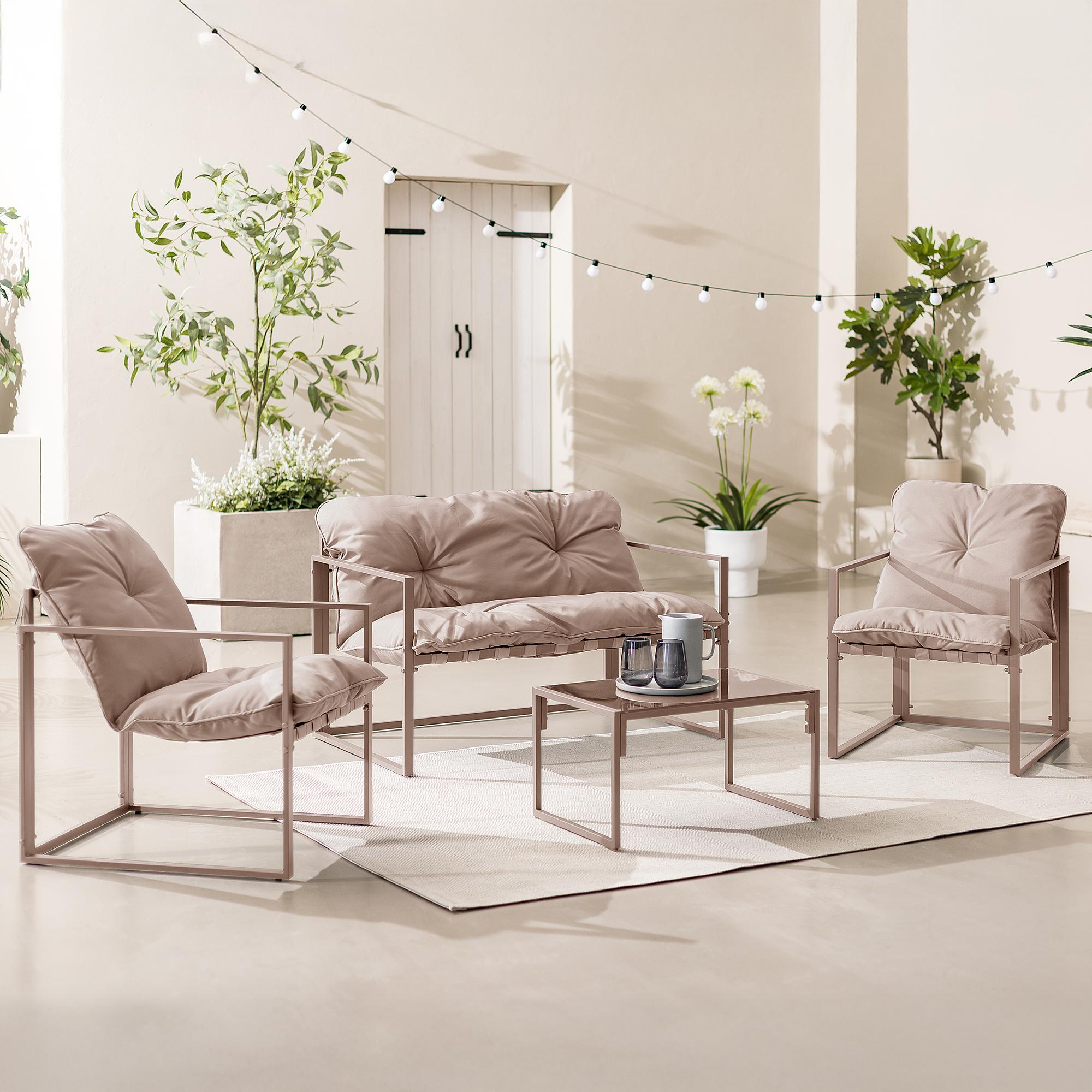 Garten Lounge Set Savva 4er Set Webstoff Beige 0