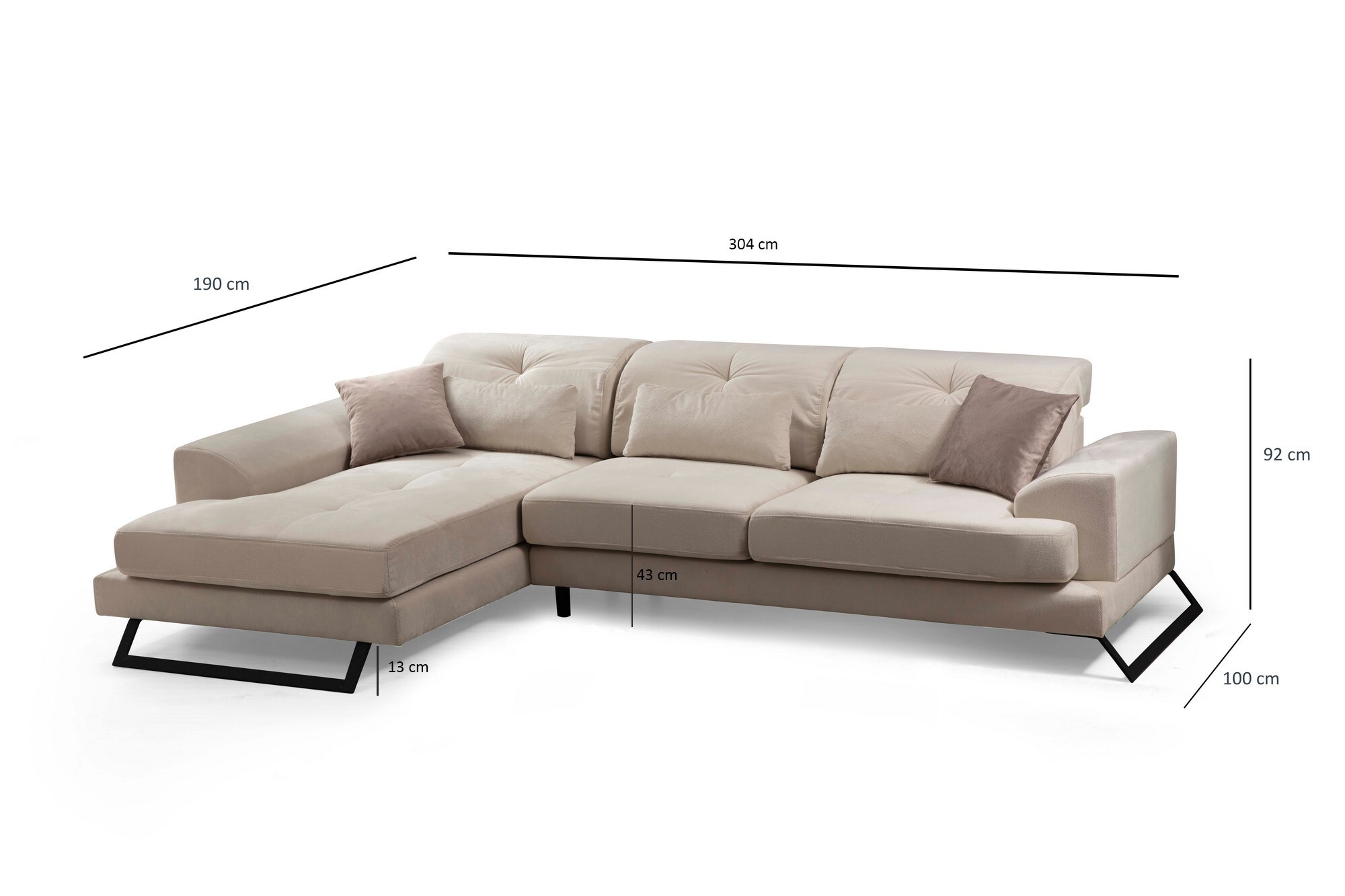 Modern sofa chaise lounge left ecru 9