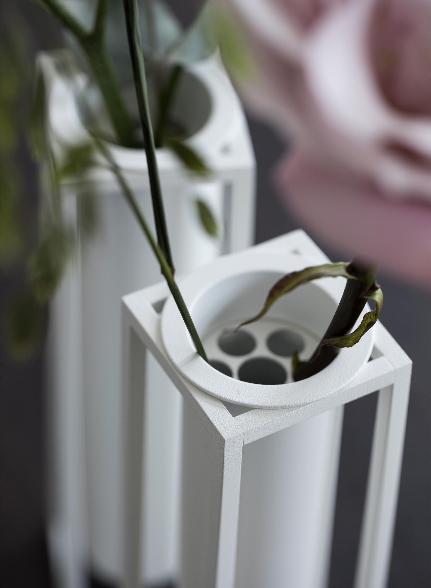 Kubus Vase Flora Weiß 3