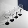4x Vintage Wine Glass Black 80s 4