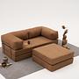 Comfort Schlafsofa 2-Sitzer mit Hocker Braun 0