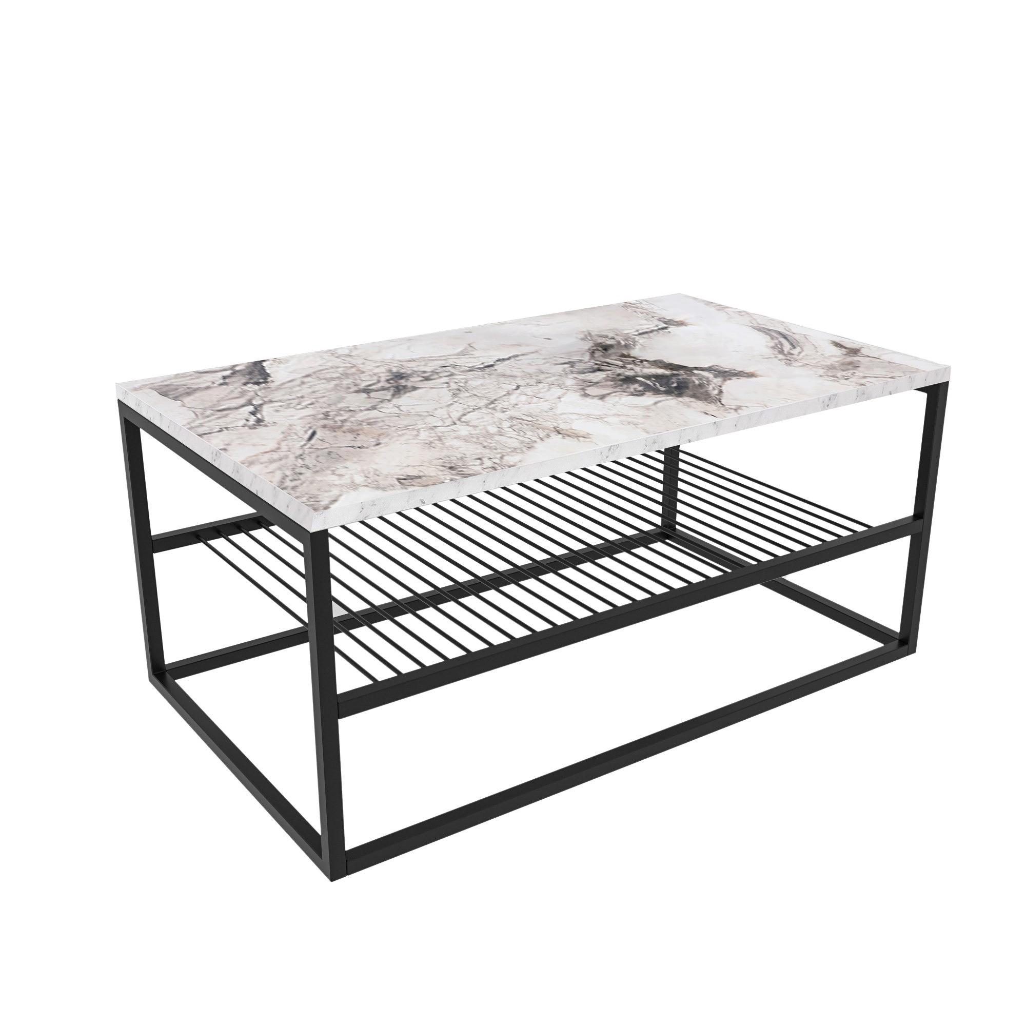 Asude Couchtisch Holzfurnier Weiß Schwarz 8