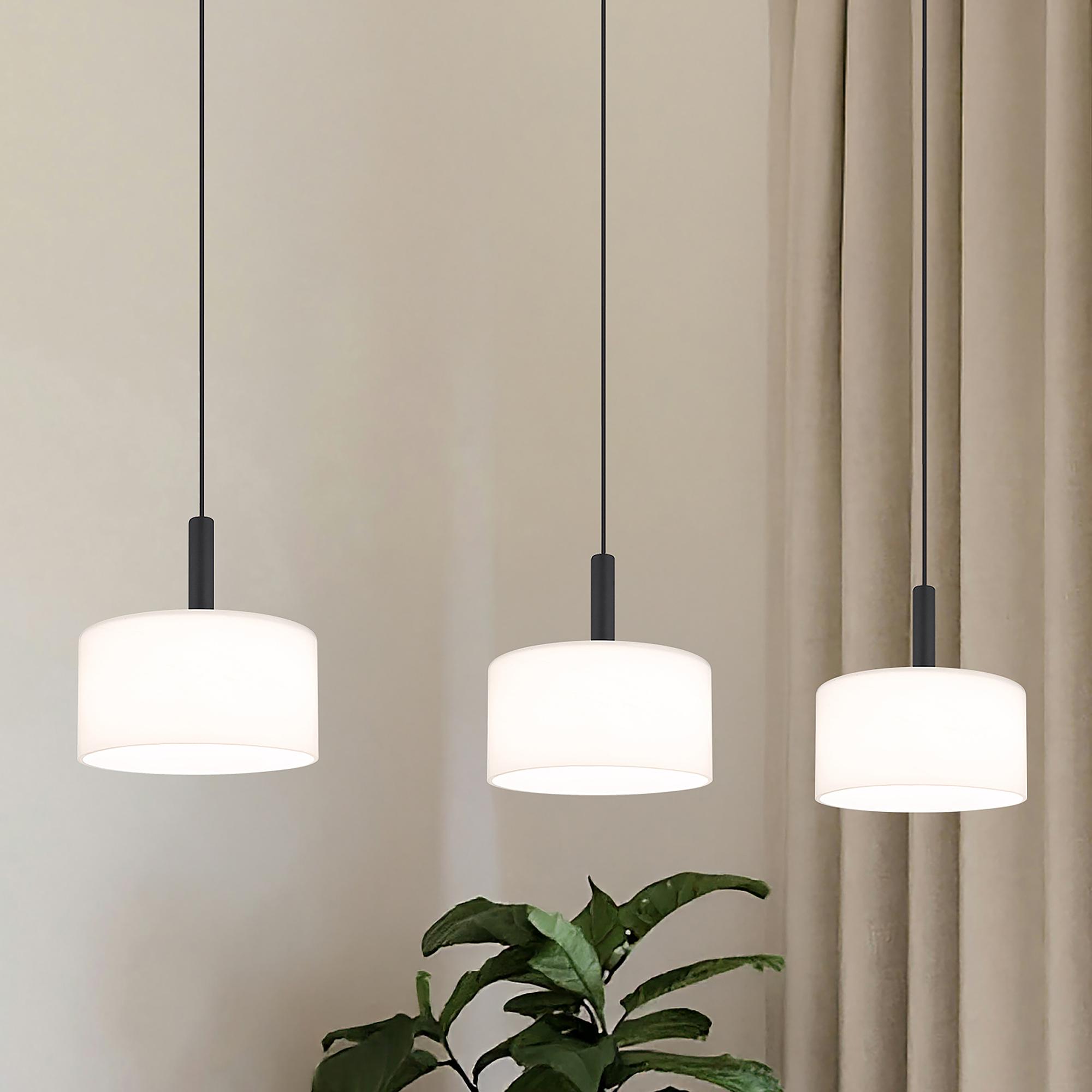 Trenton LED pendant light opal glass black 0