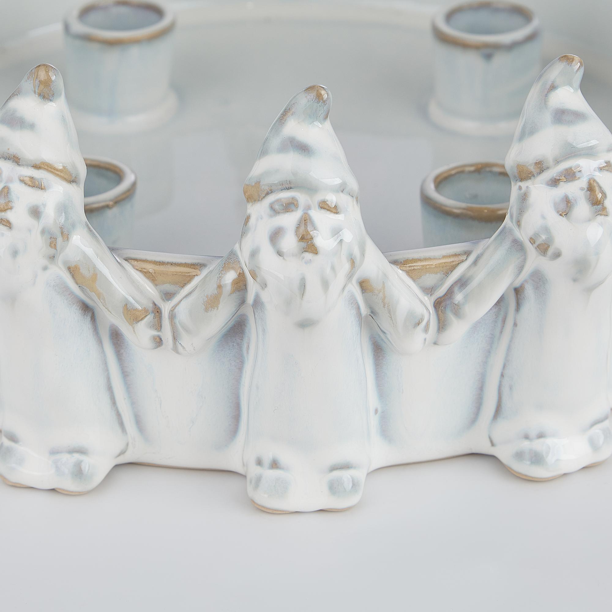 Adventskranz ADVENT Wichtel Steingut Beige 3