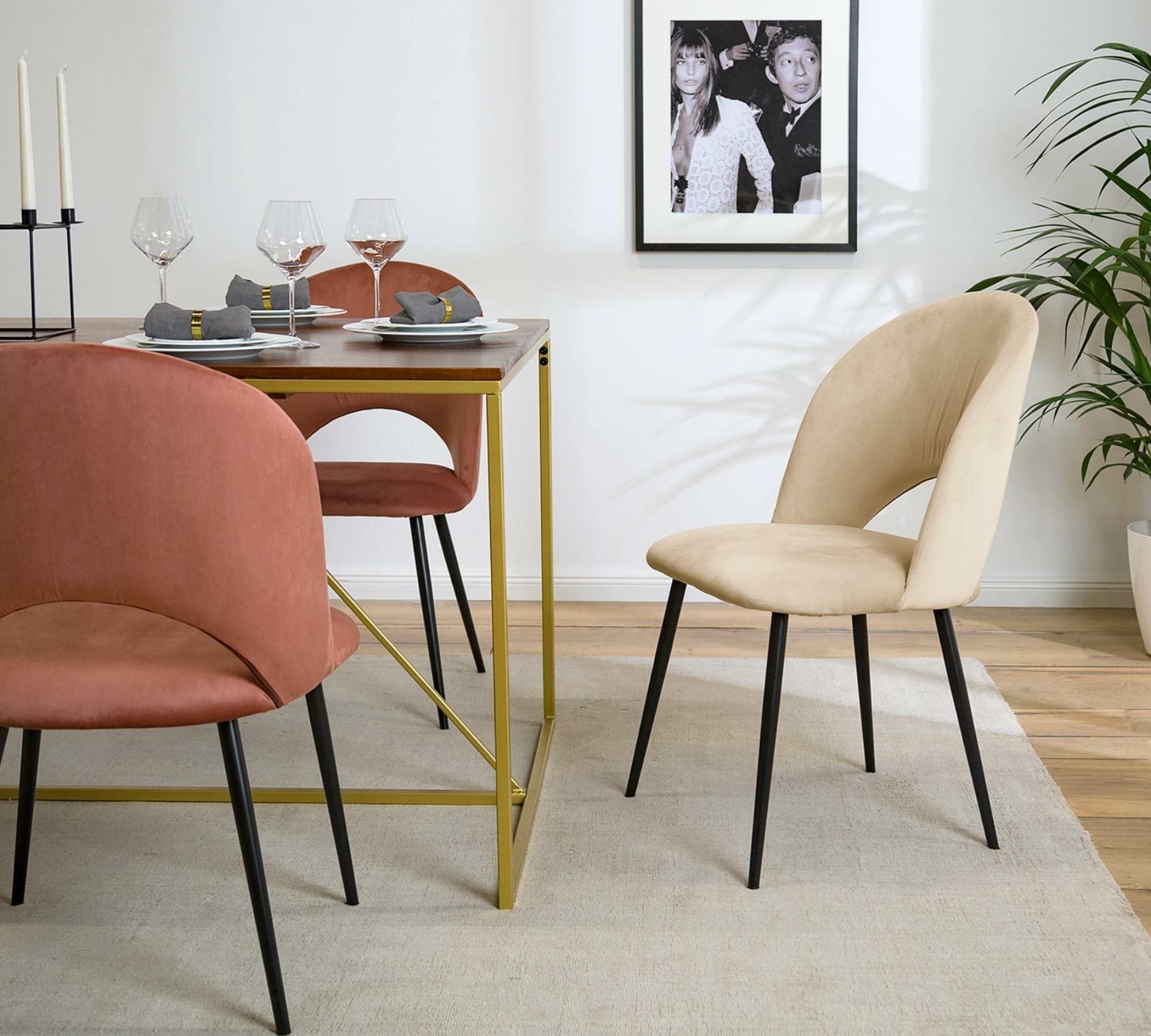 Polsterstuhl Samt Creme 8