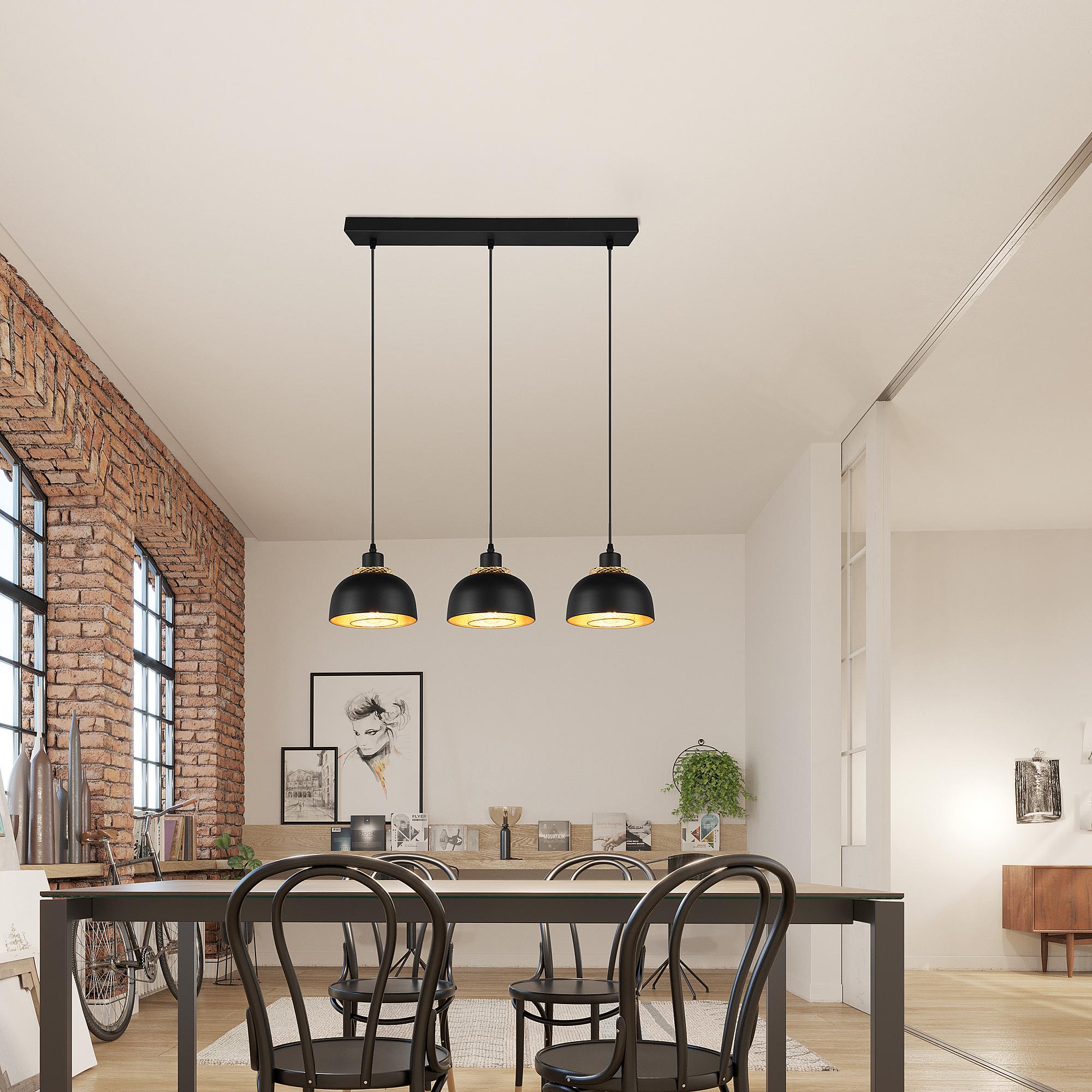 3-Burner Punch Pendant Lamp Iron Black 2