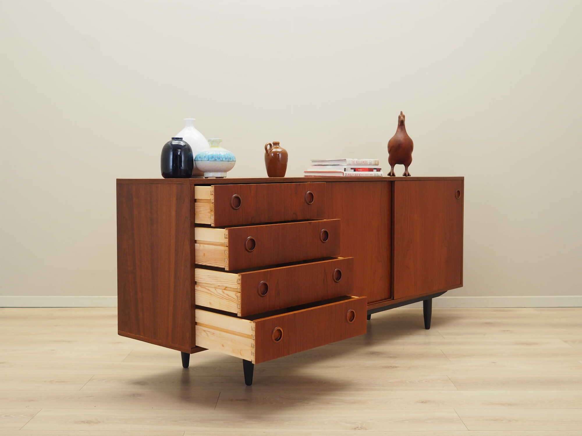 Vintage Sideboard Teakholz Braun 1970er Jahre 5