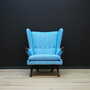 Vintage Sessel Teakholz Textil Blau 1960er Jahre 1