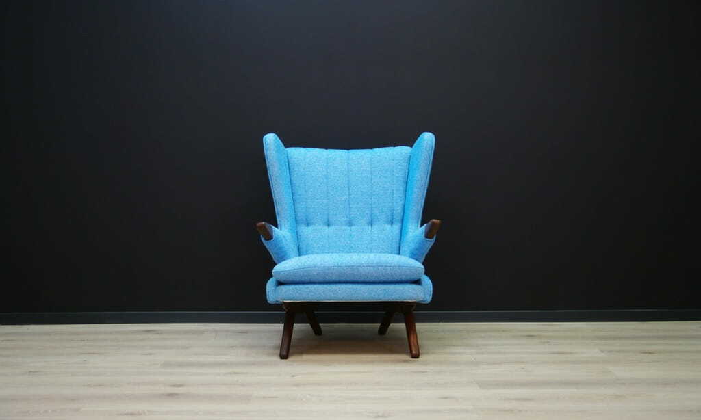 Vintage Armchair Teak Textile Blue 1960s 1