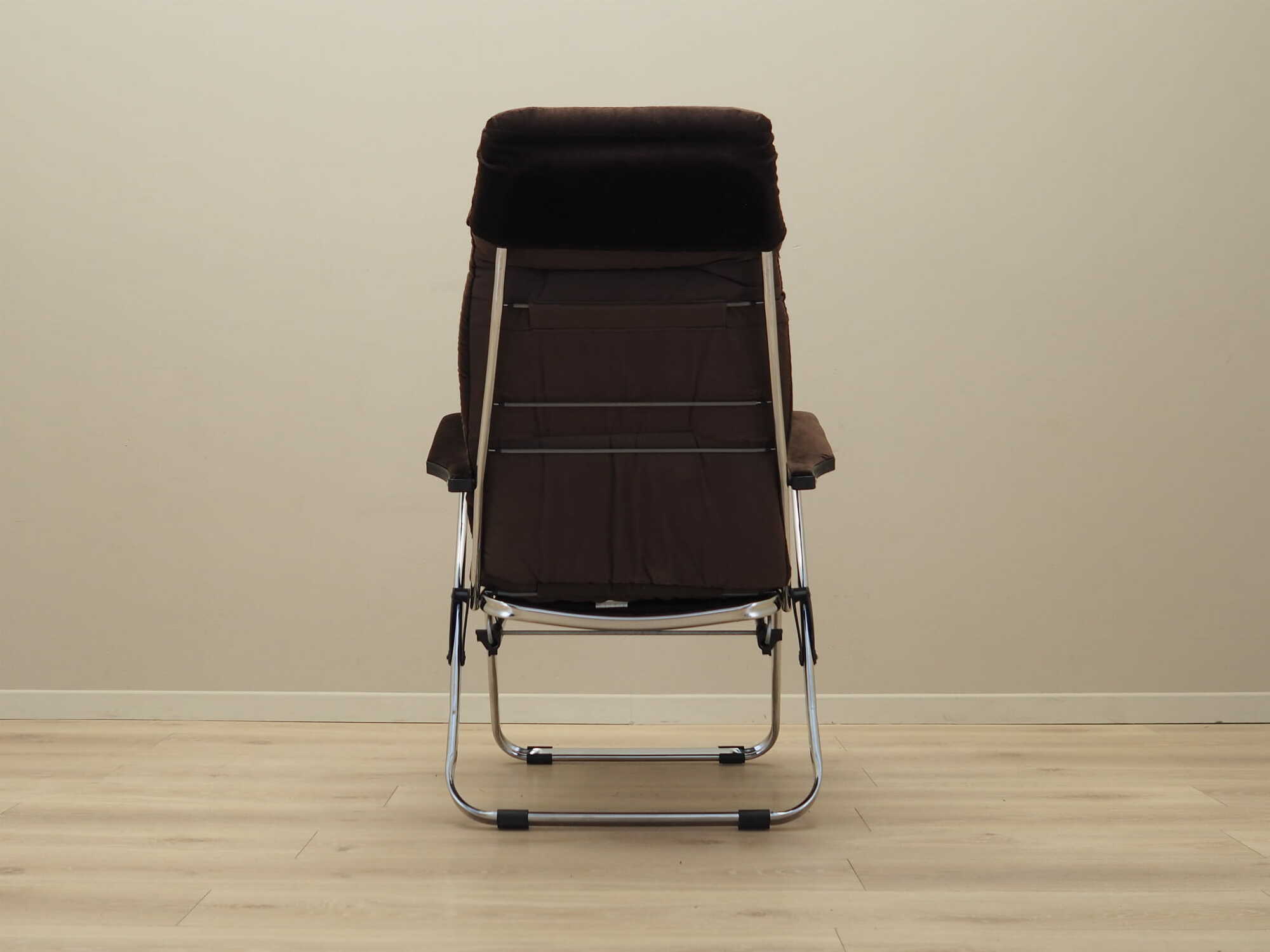 Vintage armchair velvet metal brown 1970s 5