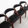 4x Vintage Stuhl Teakholz Textil Schwarz 1970er Jahre 2