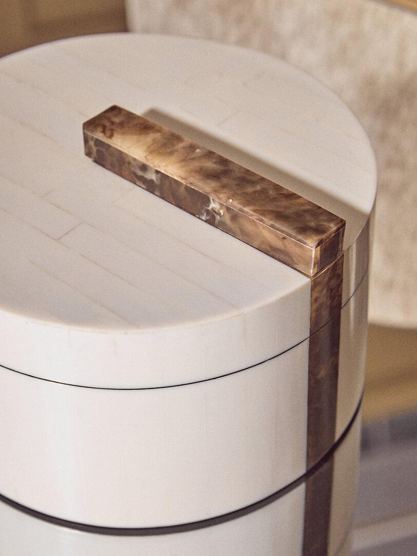 Decio Box Rotondo Piccolo Crema Marrone 6