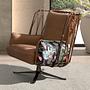 Armchair Swiveling Leather Brown 0