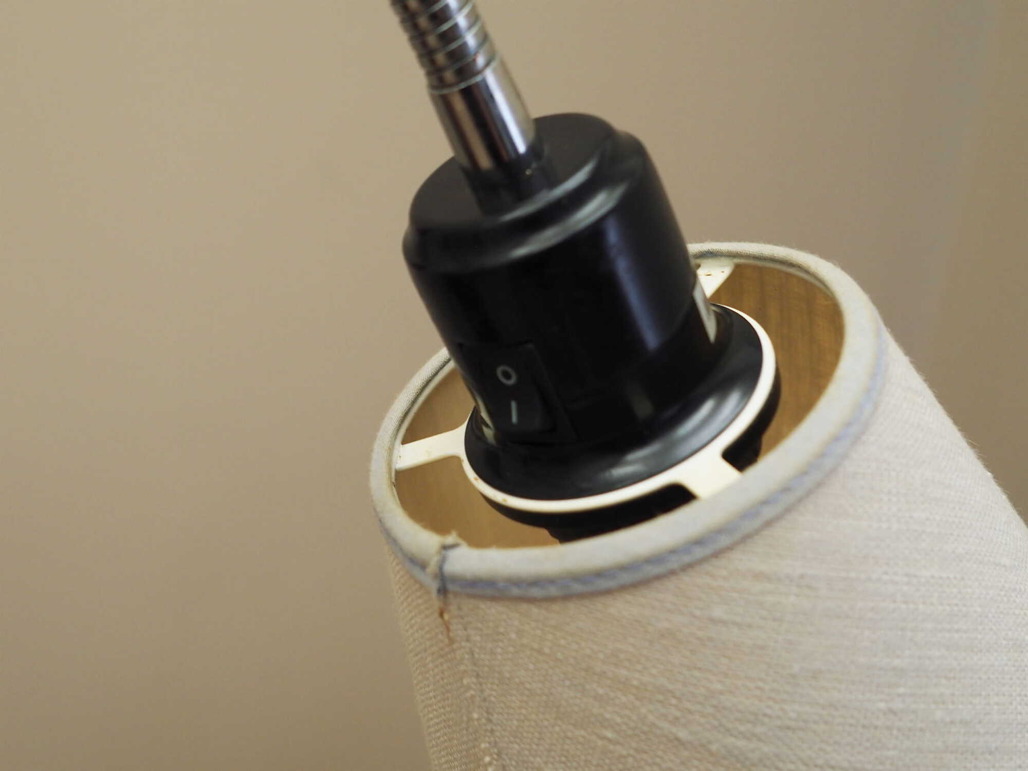 Vintage floor lamp metal textile white 1970s 6