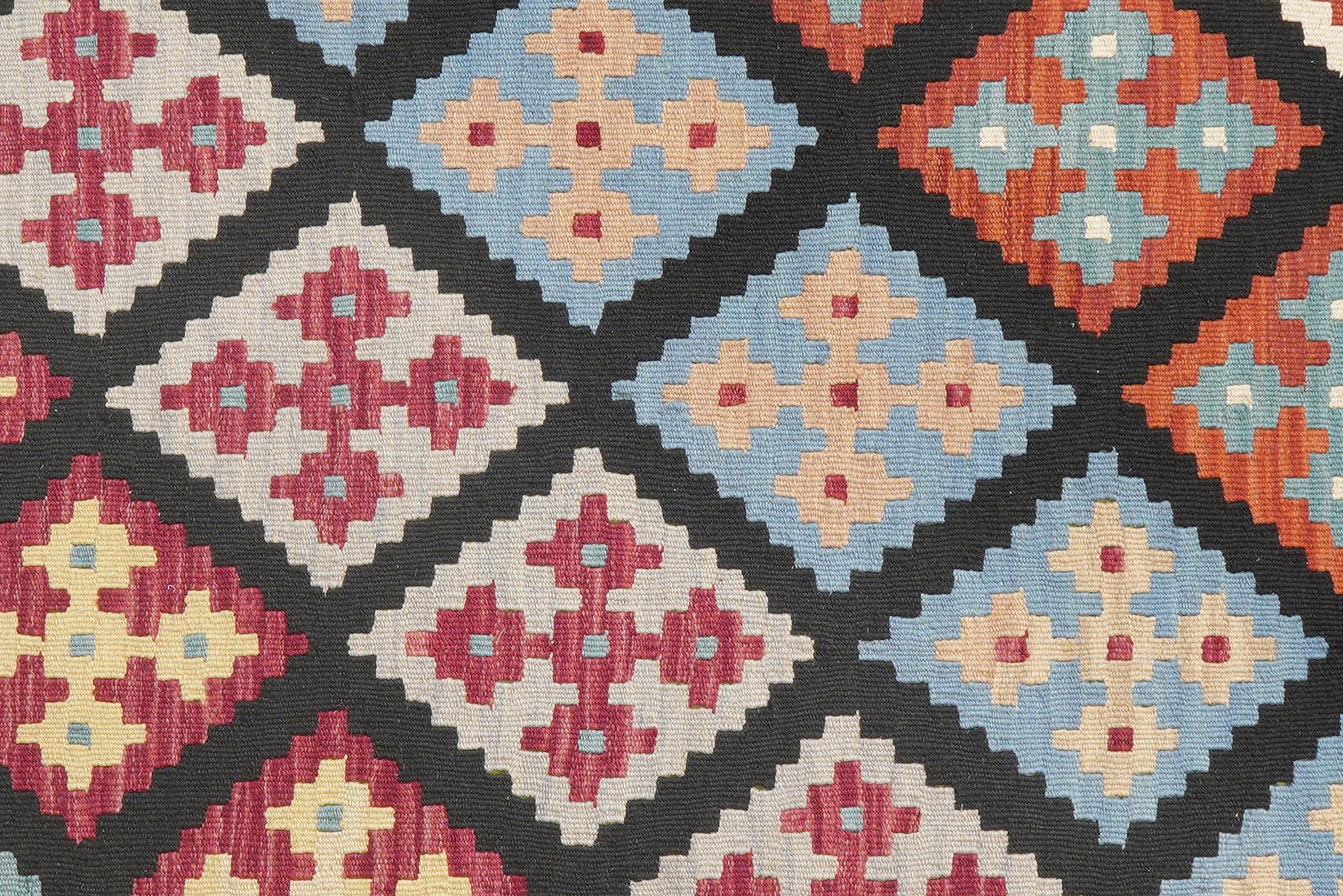 Kelim Gashgai Teppich Wolle Schwarz 3