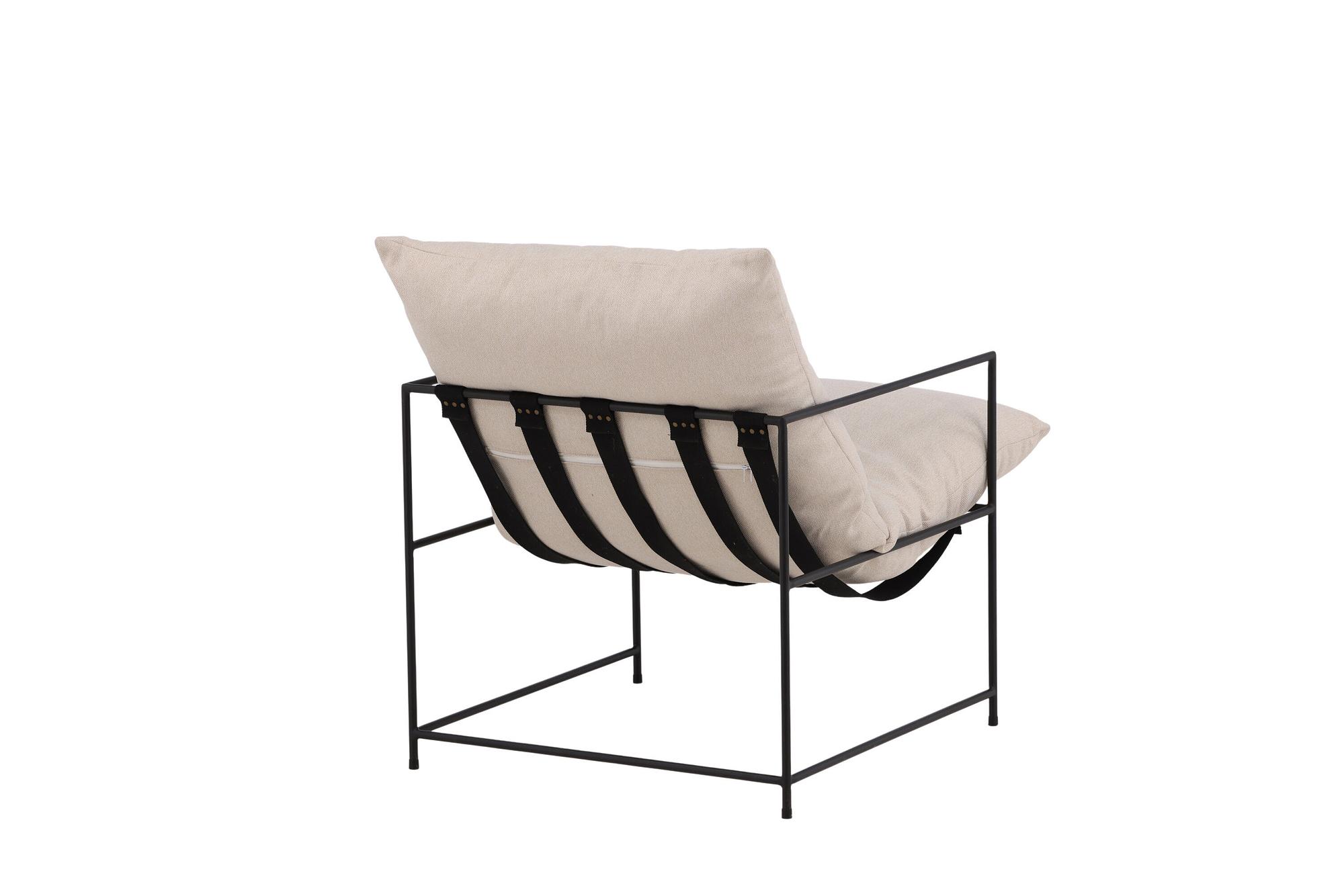 Sedalia Einzelsitzsofa Leinenstoff Beige Schwarz 7