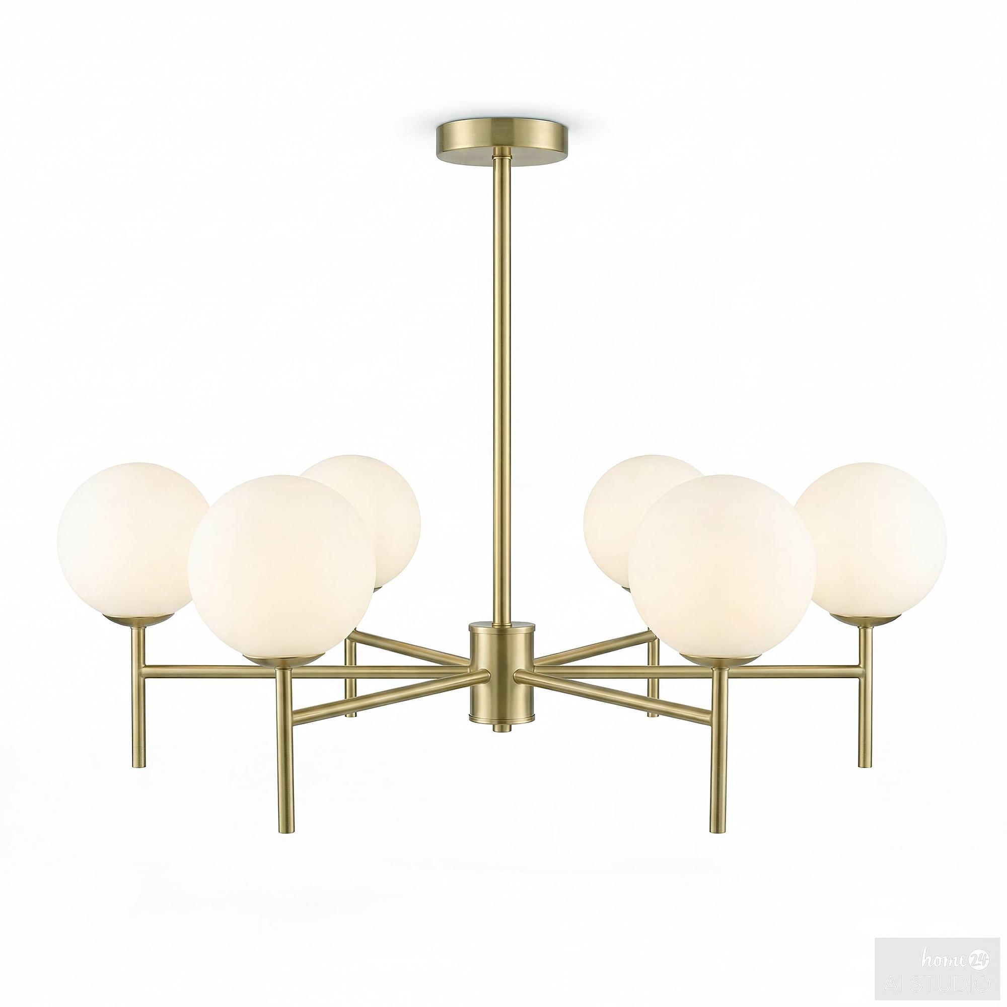 ELYRO Ceiling Light 6-Light Opal Glass Brass 4