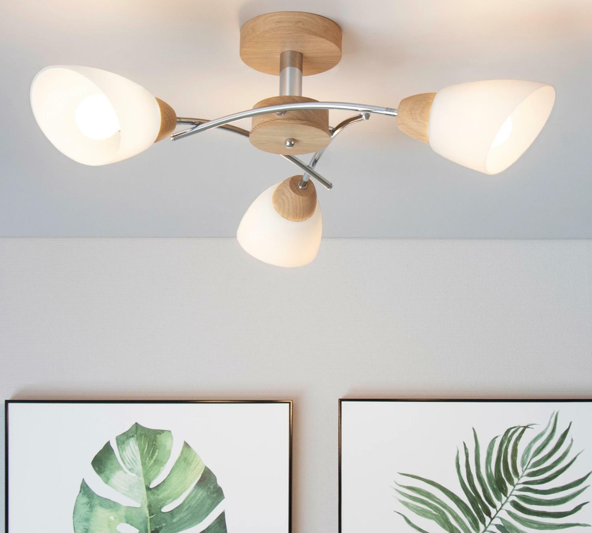 Ceiling light Viletta II frosted glass / steel 3-flame 1