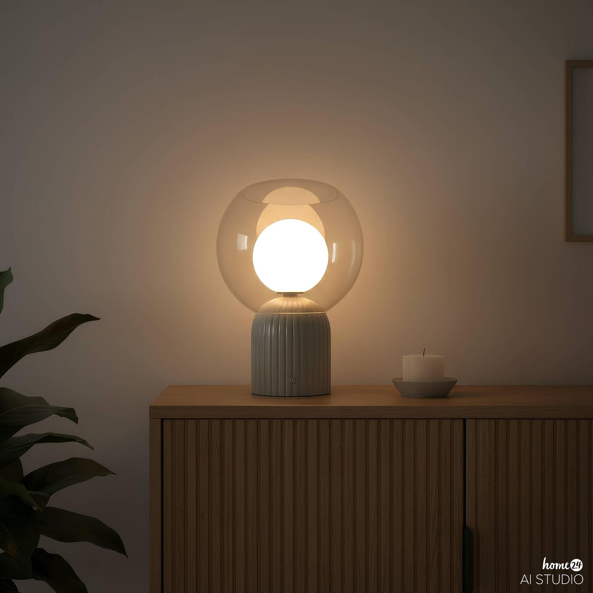 Akku-Tischleuchte VISOR Glas Eisen Beige 4