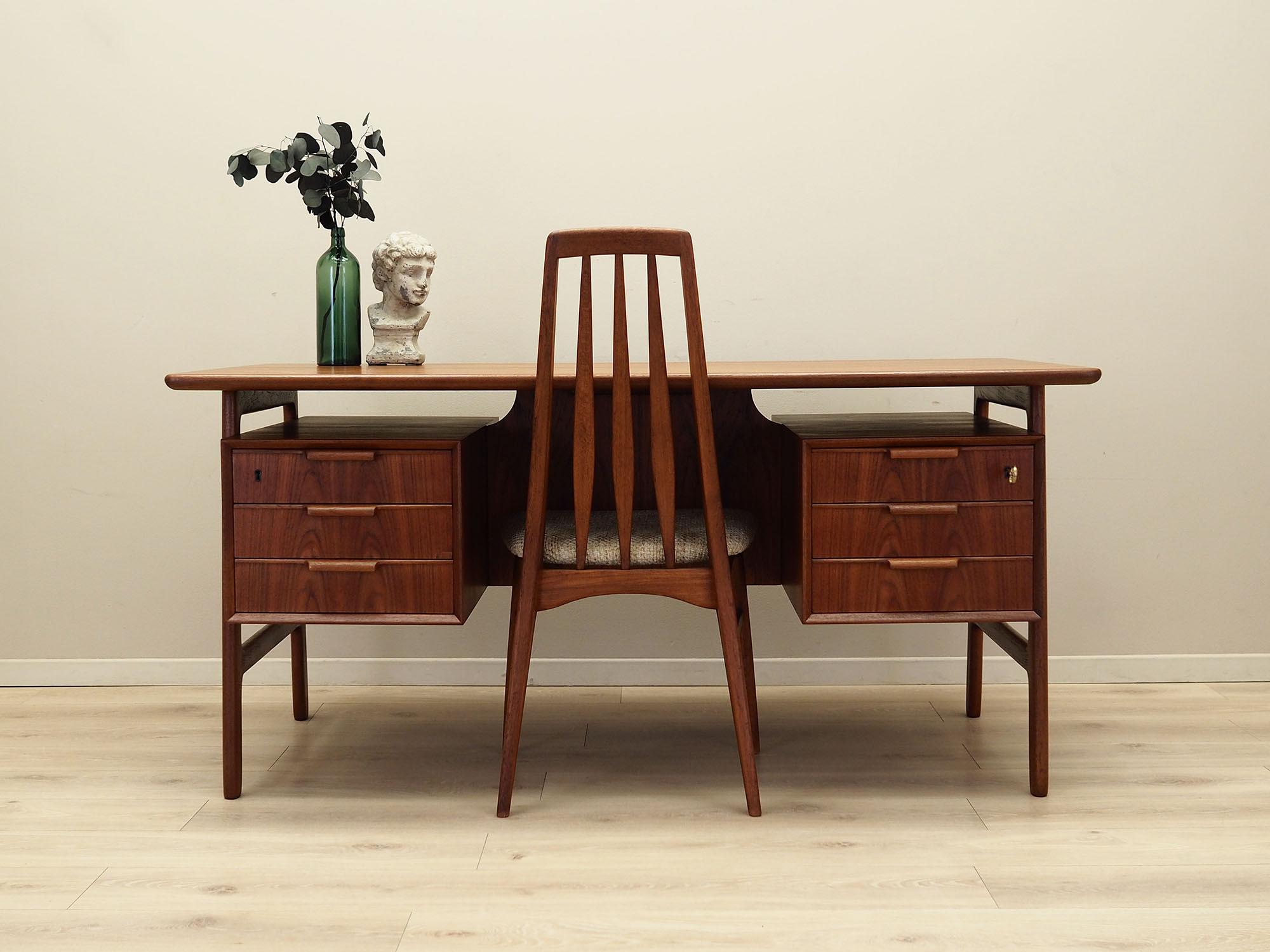 Teak-Schreibtisch Holzfurnier 1970er Jahre  2