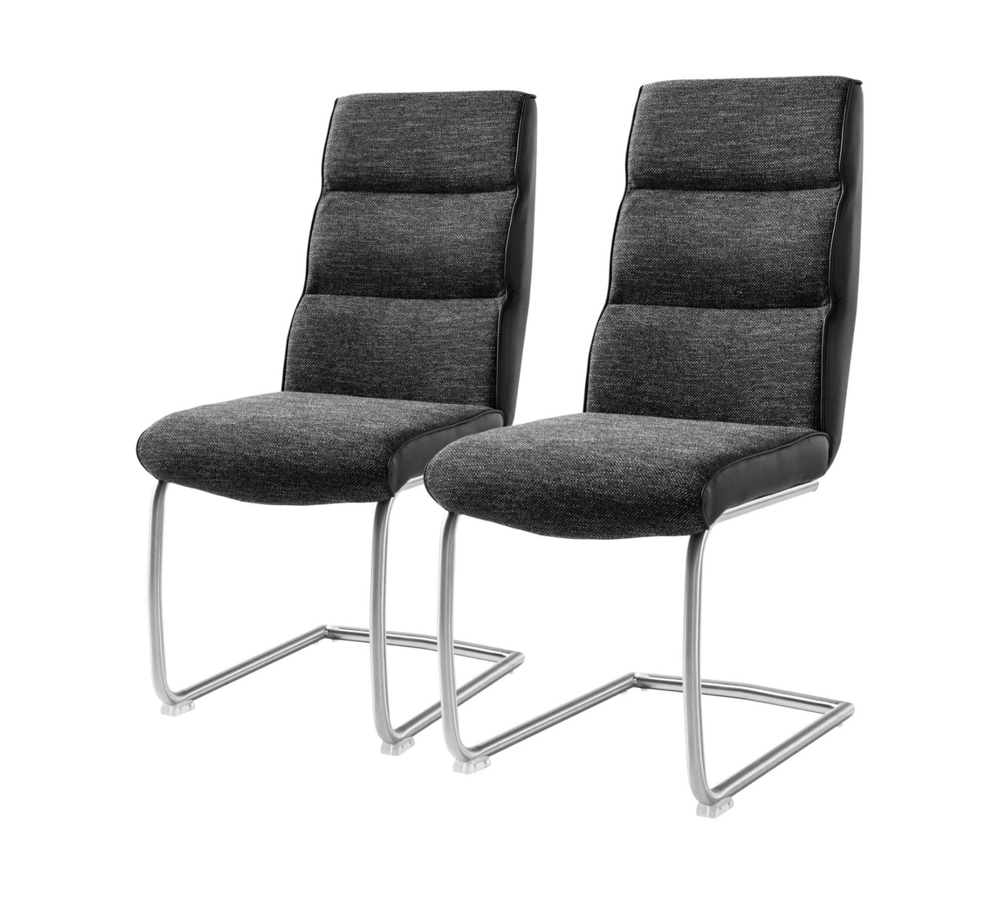 2x Freischwinger Strukturstoff Edelstahl Schwarz 0