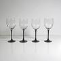 4x Vintage Wine Glass Black 80s 1
