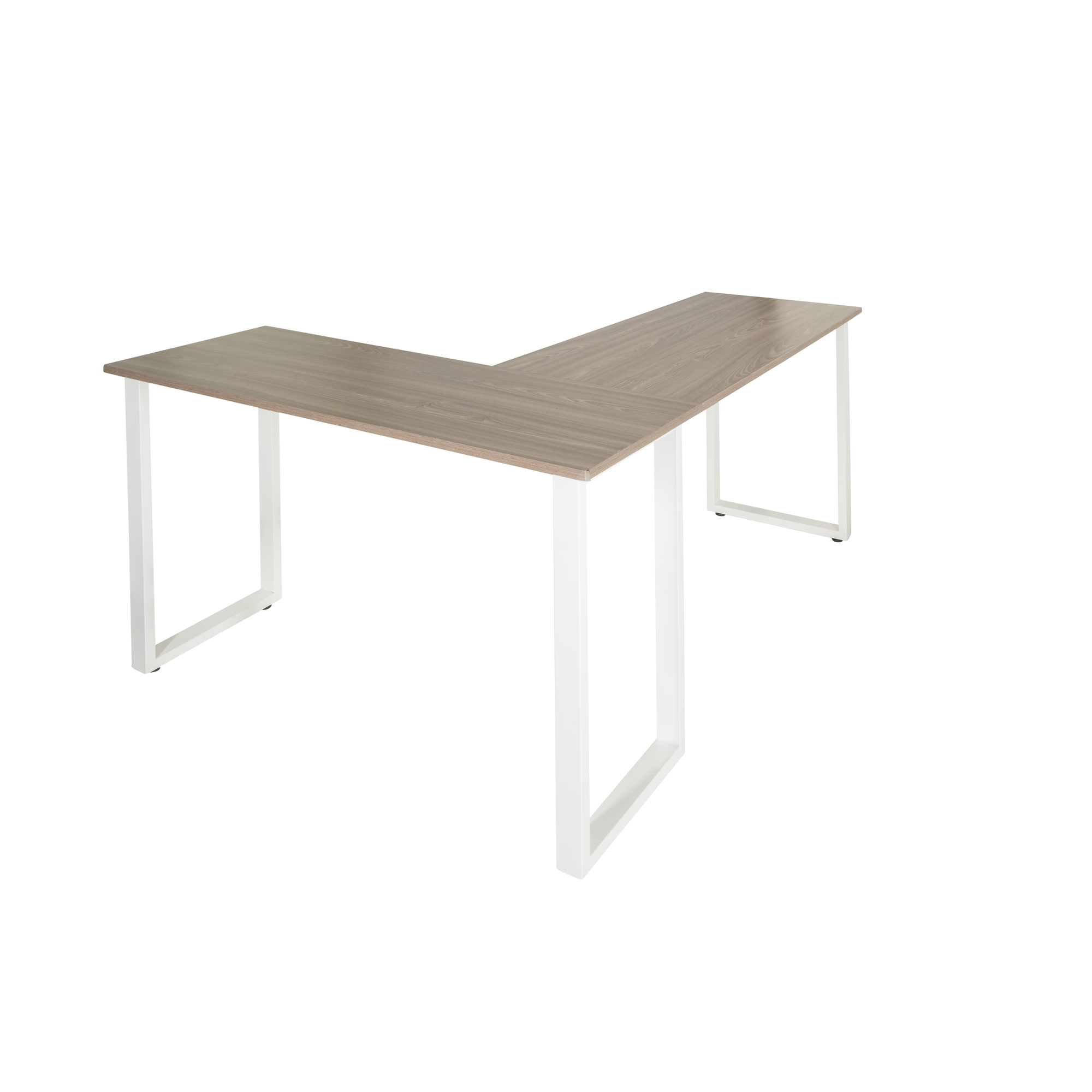 Scrivania angolare effetto legno grigio bianco 165 x120 cm 3