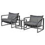 Loungesessel Moda 3er Set Stahl Webstoff Grau 4