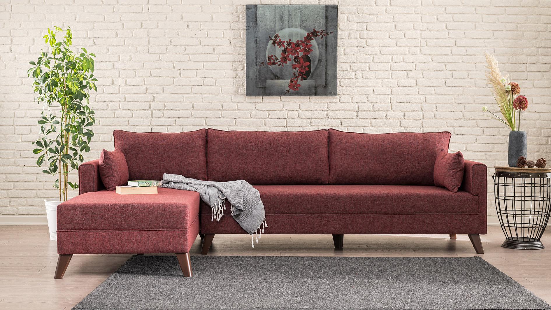 Bella Sofa Récamiere Links Rot 1