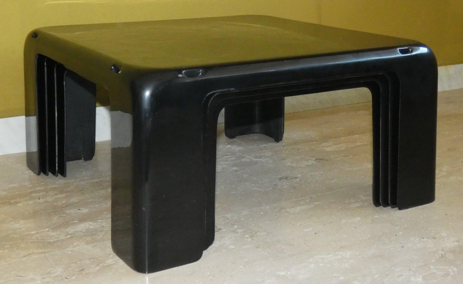 Nesting Tables Set of 4 Stackable Black 1960s 2