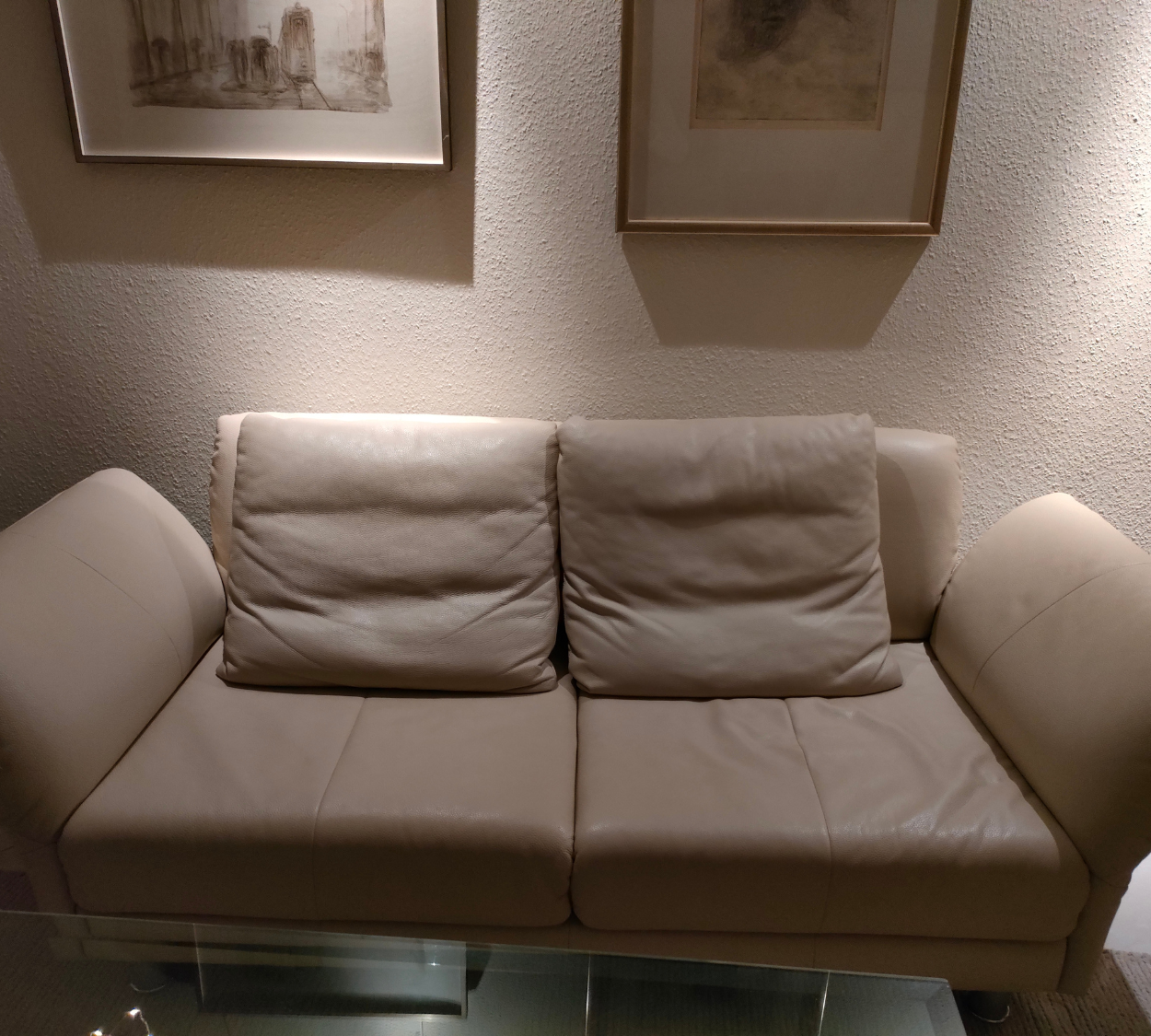 Sofa Leder Beige 1