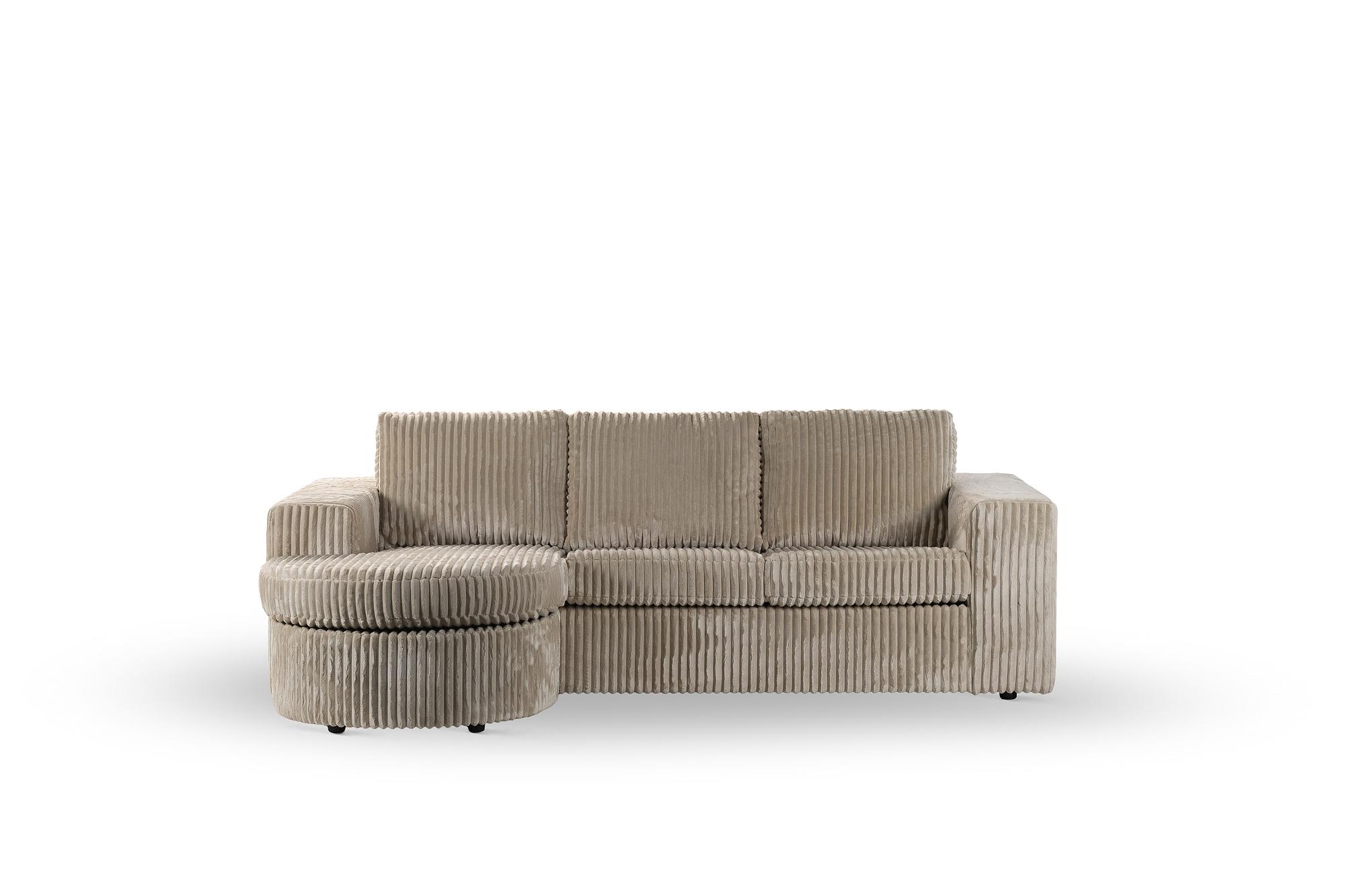 Sofa 3-Seater Chaiselongue Left Right Beige 2